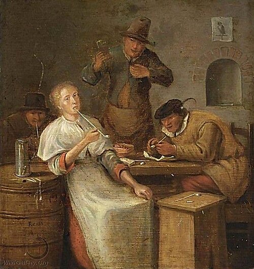 Peasants Drinking And Smoking In An Interior, , Franciscus Carree