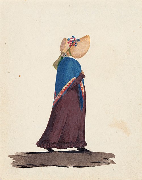 Kvinna med sjal och stor hatt, , Wilhelm von Wright