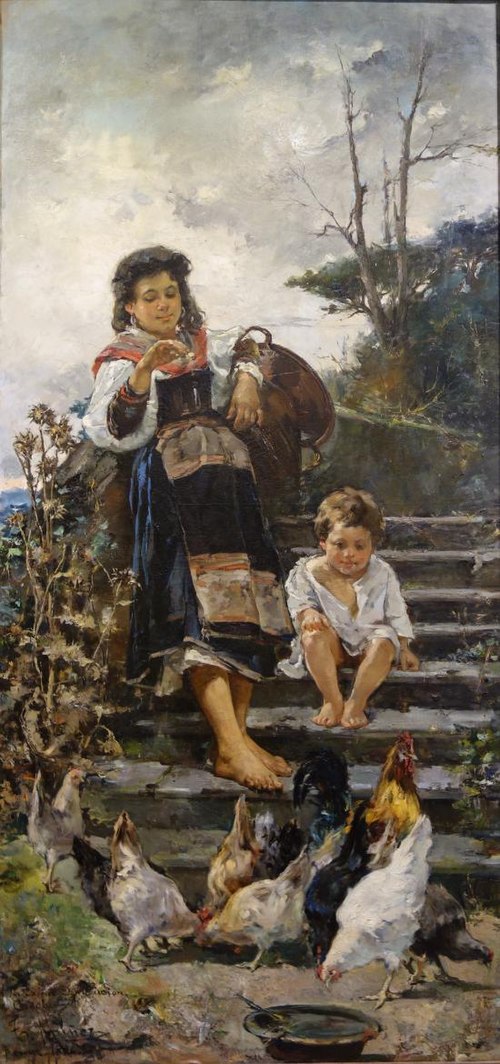 Las gallinas, 1886, Tomás Muñoz Lucena