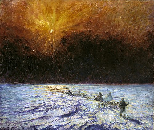 The Eighth of March--Island Ice, Greenland, 1894, Peary and Party near 6 p.m., 1893, Frank Wilbert Stokes