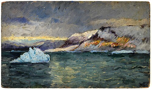 Sunrise Glow on the Cliffs, Bowdoin Bay, 1893, Frank Wilbert Stokes