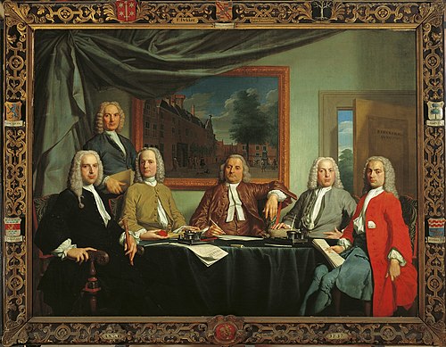 Portrait of the regents of the Proveniershuis in Haarlem, 1736, Frans Decker