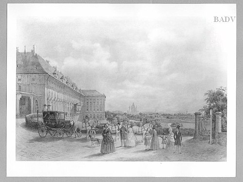 Die Hofburg und Wien mit Staffage, 1846, Franz Alt