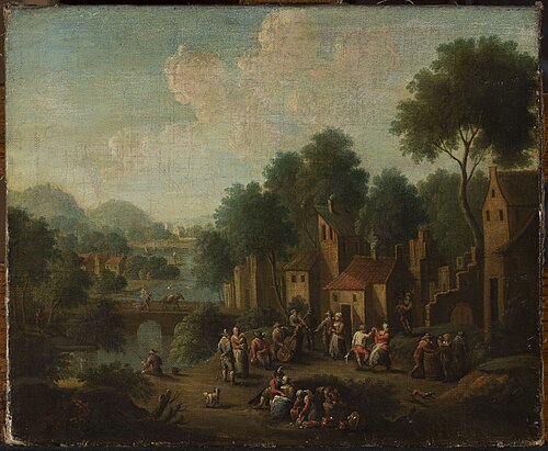 Landscape with peasants at play, , Franz de Paula Ferg