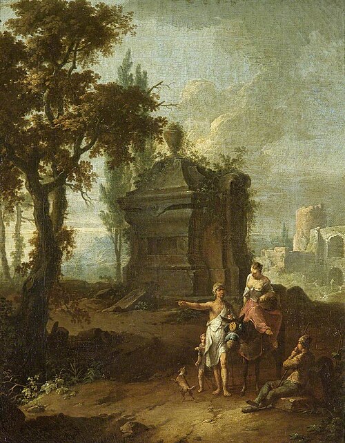 Landscape with a Tomb and Figures, 1718, Franz de Paula Ferg