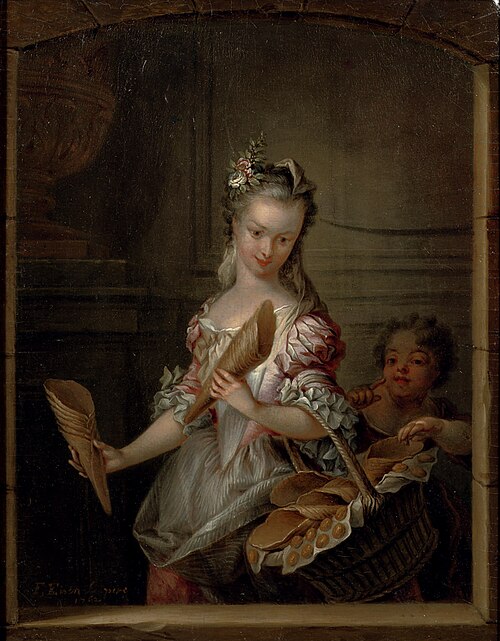 A young woman selling waffles, 1762, François Eisen