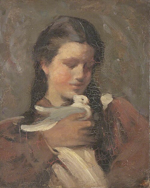 Girl with a Pigeon, 1901, Frederic Yates