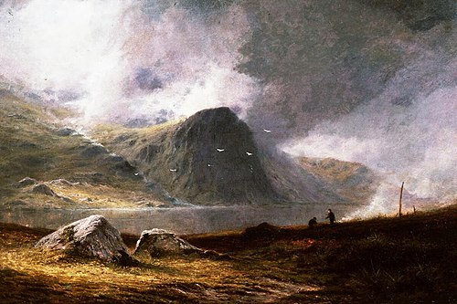 Peat burners near Snowdon, 1850, Frederick Clive Newcome