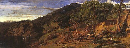 The Woods of Sweet Chestnut above Varenna Lake Como, 1860, Frederick Lee Bridell