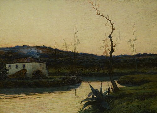 Landscape of the Almonda River, Torres Novas, Portugal, 1910, Carlos Reis