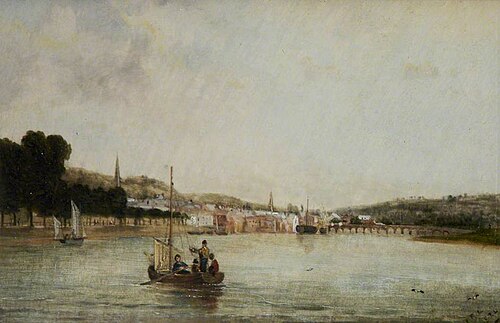 View from the River, Barnstaple, Devon, 1824, Frederick Richard Lee