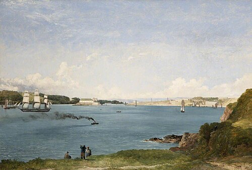 View West from Mount Batten, Plymouth, 1863, Frederick Richard Lee