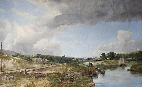 River Taw and the Railway, Bishop's Tawton, near Barnstaple, Devon, 1868, Frederick Richard Lee