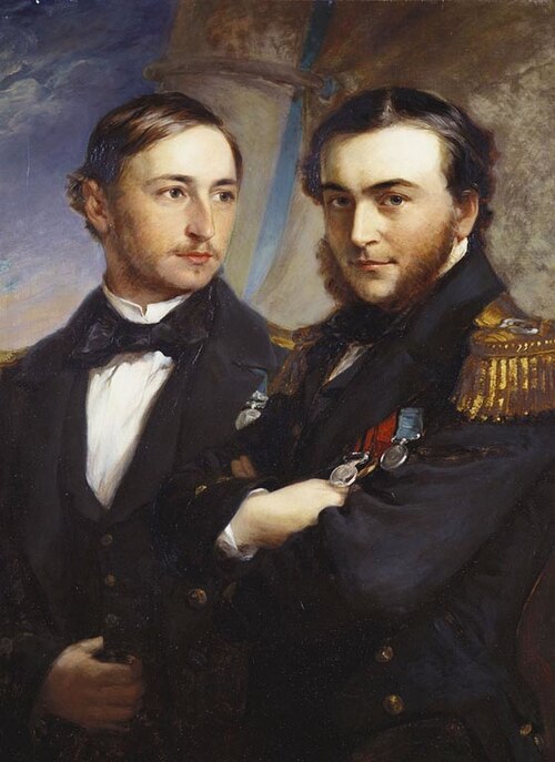 Ernest, Prince of Leiningen, with Prince Victor of Hohenlohe-Langenburg, Count Gleichen, 1857, Frederick Richard Say