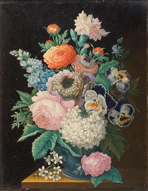 Flower Bouquet on Stone Table, 1840, Frederick Schoenfeld