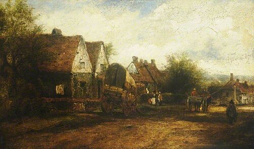 A Village Scene with Figures, , Frederick Waters Watts