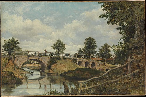 An Old Bridge at Hendon, Middlesex, 1828, Frederick Waters Watts