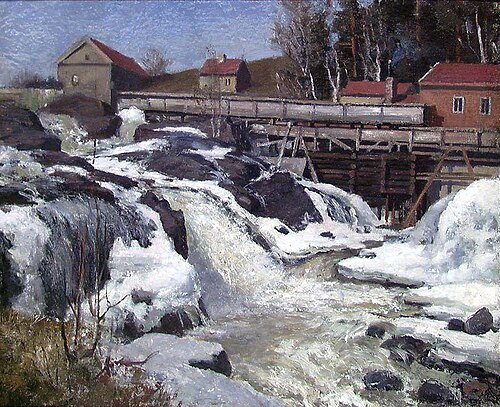Haugsfossen, Waterfall at Modum, 1886, Fredrik Jonas Lucian Botfield Collett