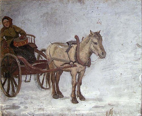 Woman in Cart, 1875, Fredrik Jonas Lucian Botfield Collett