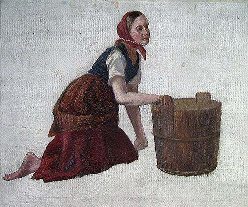 Woman with Tub, 1875, Fredrik Jonas Lucian Botfield Collett