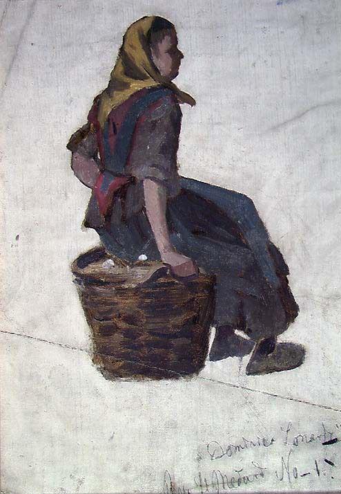 Woman seated on a Basket, 1875, Fredrik Jonas Lucian Botfield Collett