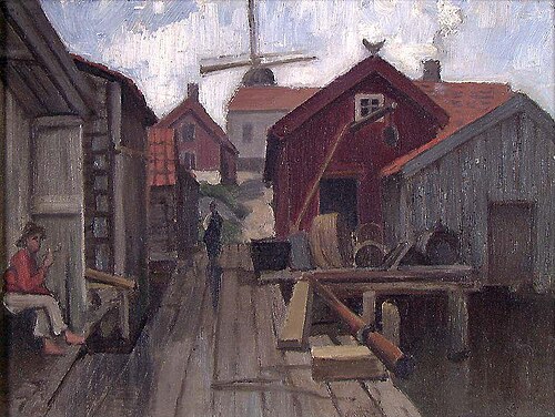 Village with Windmill, 1894, Fredrik Jonas Lucian Botfield Collett