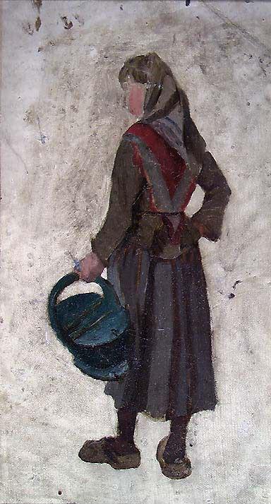 Girl with blue Basket, 1875, Fredrik Jonas Lucian Botfield Collett