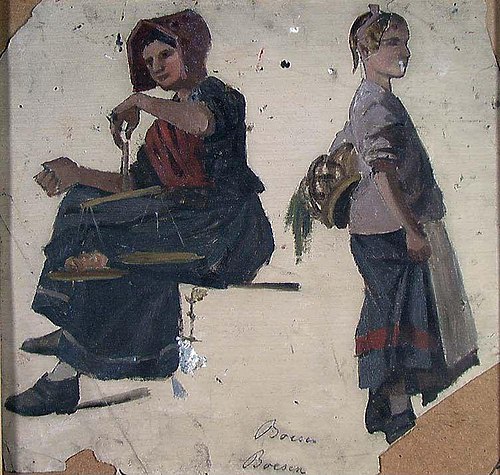Two Women in Folk Costumes, 1875, Fredrik Jonas Lucian Botfield Collett