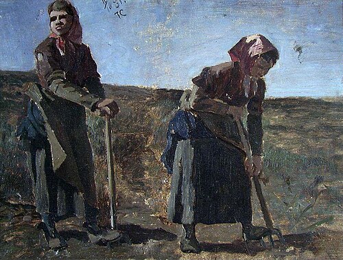 Two women digging Potatoes, 1881, Fredrik Jonas Lucian Botfield Collett