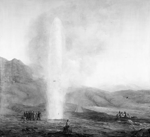 Lille Geysir på Island, 1836, Friedrich Theodore Kloss