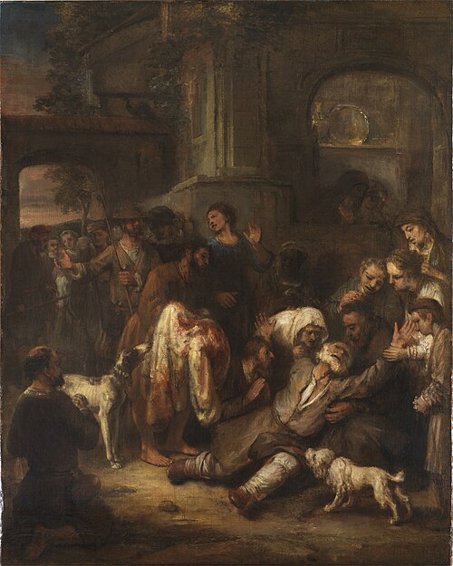 Joseph bewailed as dead by his father; the sons and daughters are unable to console him (Genesis 37:, 1665, Gerbrand van den Eeckhout