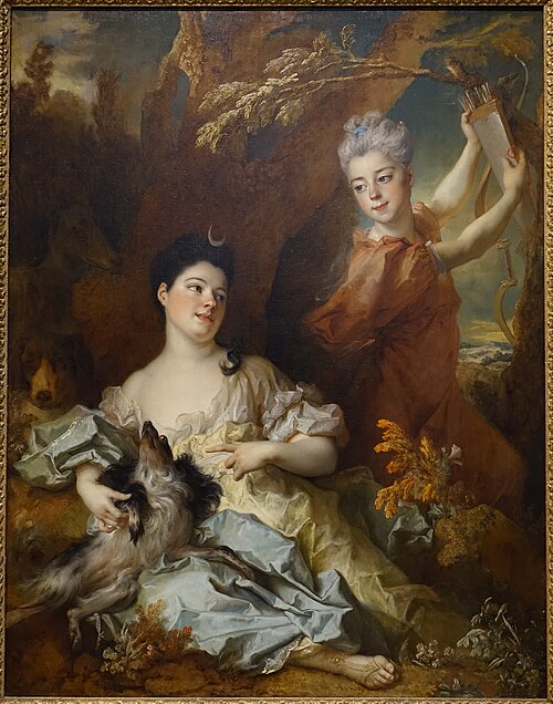 Portrait of the Comtesse de Montsoreau and Her Sister as Diana and an Attendant, 1714, Nicolas de Largillière