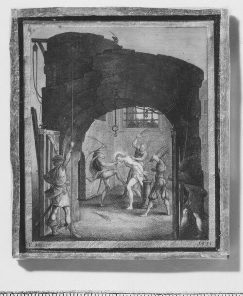 Scener ur Kristi liv (Kristus gisslas i fängelse), 1631, Friedrich Brentel