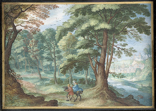 Paysage fluvial avec la Fuite en Égypte, 1638, Friedrich Brentel