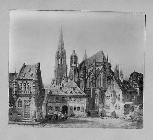 gothic cathedral in Freiburg, 1850, Friedrich Eibner