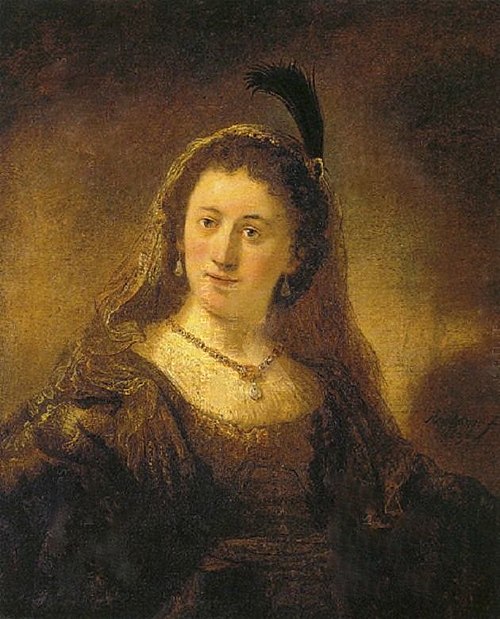 Saskia with a plumed veil, 1635, Govert Flinck