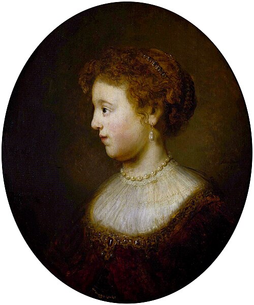 Portrait of a Woman (Saskia van Uylenburgh?) (detail)., 1633, Govert Flinck