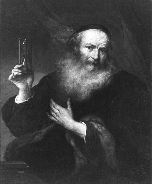 Portrait of an old man with hourglass, 1637, Govert Flinck