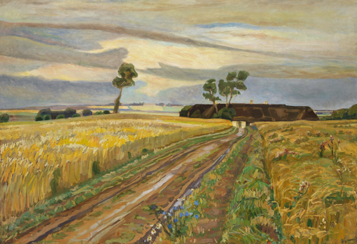Harvest landscape around a farm., 1924, Fritz Syberg