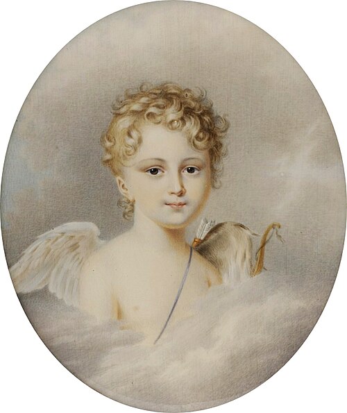 Miniature d'Izabela Maria Lubomirska en Cupidon., 1803, Jean-Baptiste Isabey