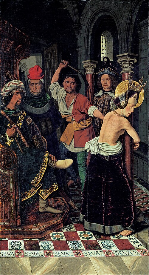 The Flagellation of St Engracia, 1474, Bartolomé Bermejo