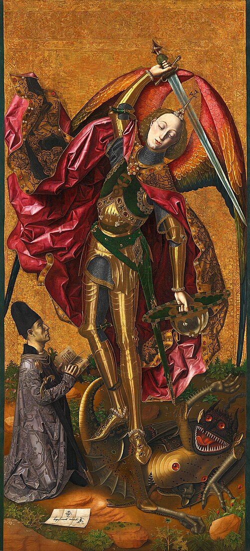 San Michele trionfa sul demonio, 1468, Bartolomé Bermejo