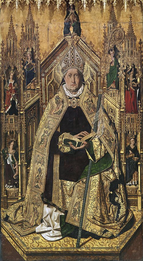Santo Domingo de Silos entronizado como obispo, de Bartolomé Bermejo (Museo del Prado), 1474, Bartolomé Bermejo