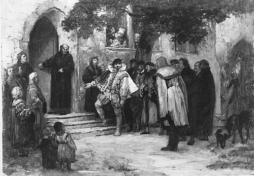 Herzog Christoph von Württemberg besichtigt ein zur Schule umgewandeltes Kloster, 1880, Wilhelm von Lindenschmit