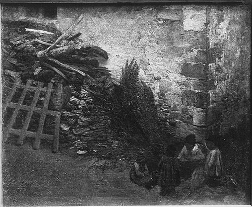 Mauerwinkel mit Holzstoß, 1851, Wilhelm von Lindenschmit