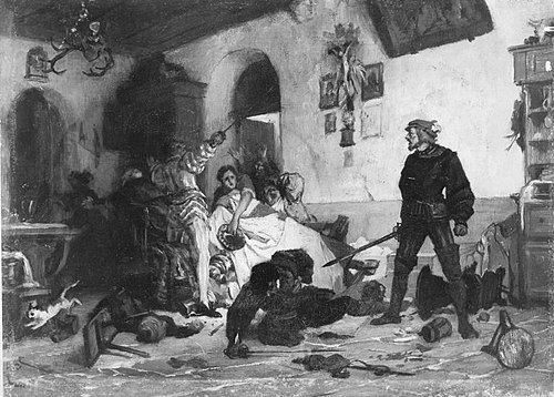 Ulrich von Hutten im Kampf mit französischen Edelleuten, 1869, Wilhelm von Lindenschmit