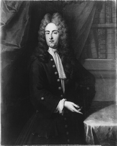 Dr. med. Rudolf Lavater in seiner Bibliothek, 1710, Johann Rudolf Schmutz