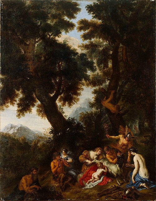 The boy Jupiter is suckled by goats, 1671, Joachim von Sandrart