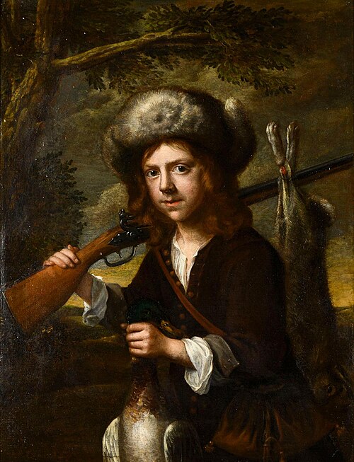 Portrait of a young hunter, , Joachim von Sandrart