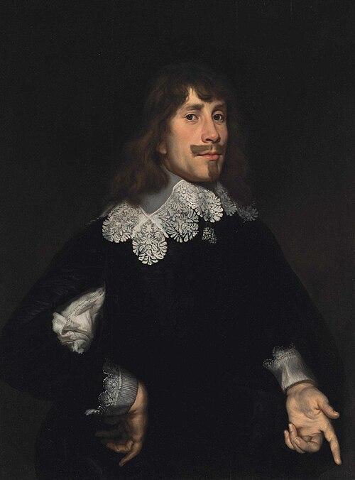 Portrait of a gentleman, bust-length, in a black doublet, 1639, Joachim von Sandrart